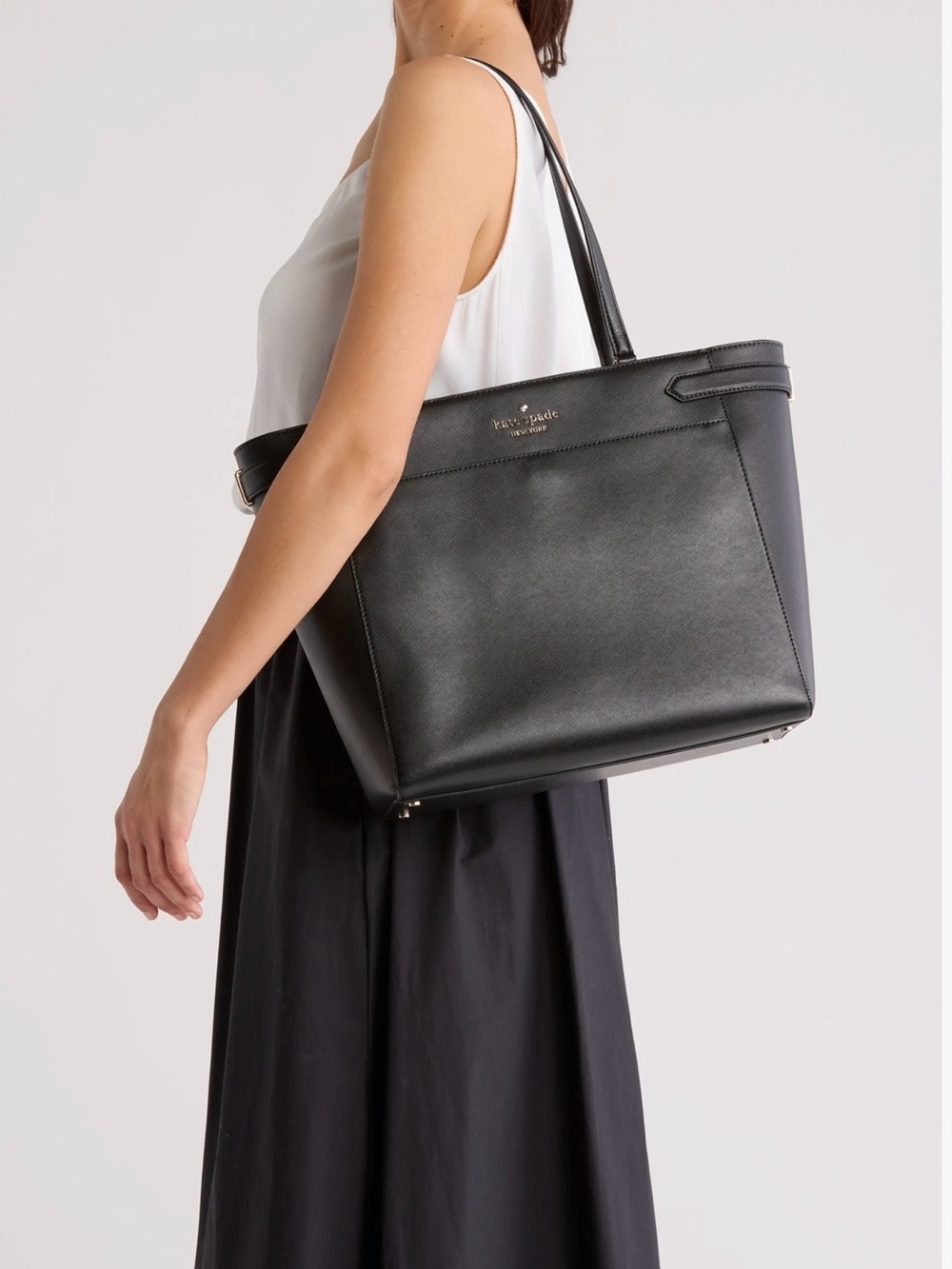 kate spade Black Staci Saffiano Leather large Tote